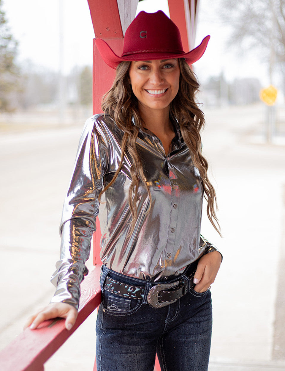 Cowgirl Tuff Silver metallic Shirt
