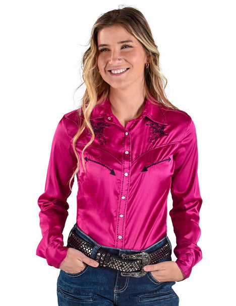 Cowgirl Tuff Pink Satin Shirt