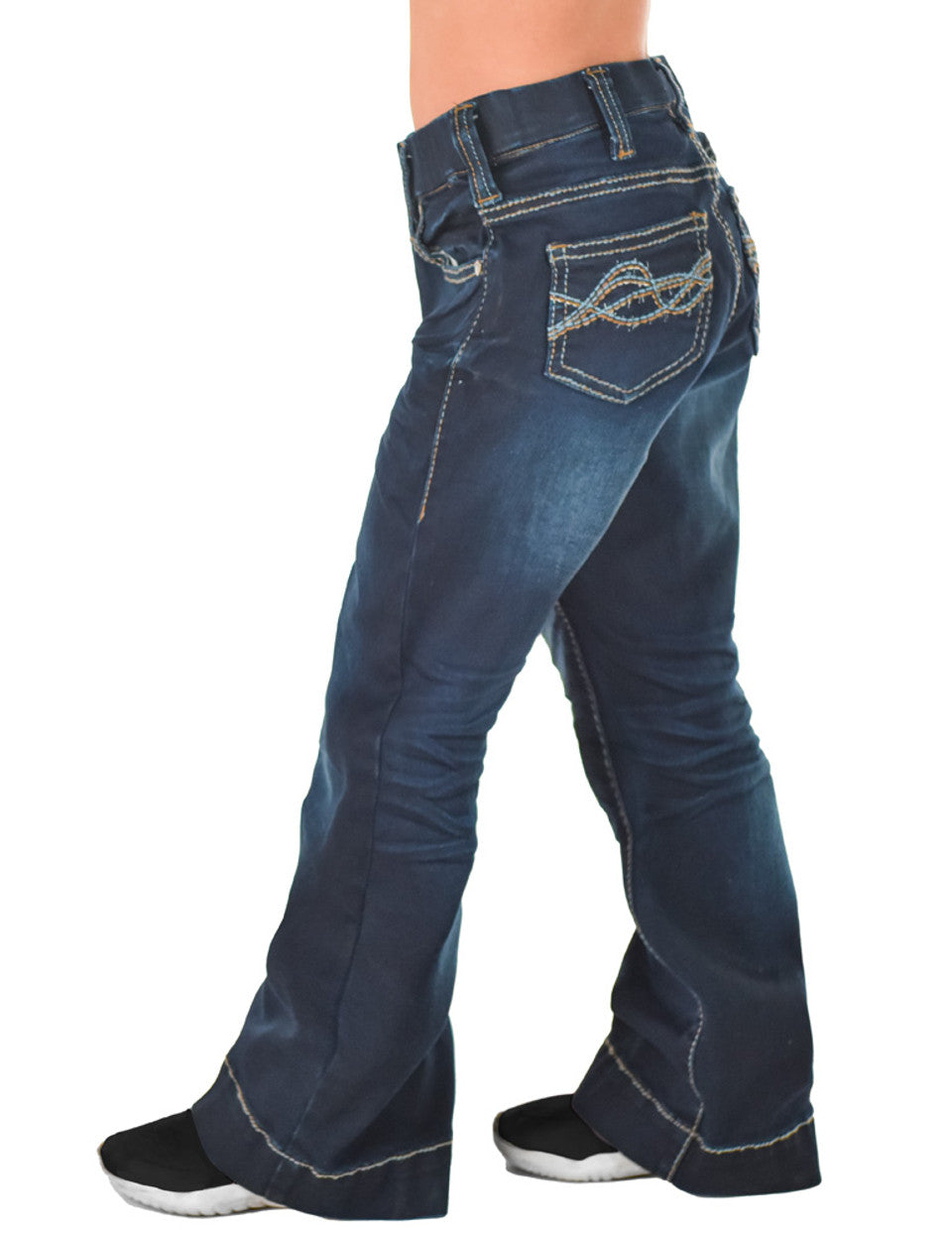 Cowgirl Tuff Girls Dark DFMI Pull On Jeans