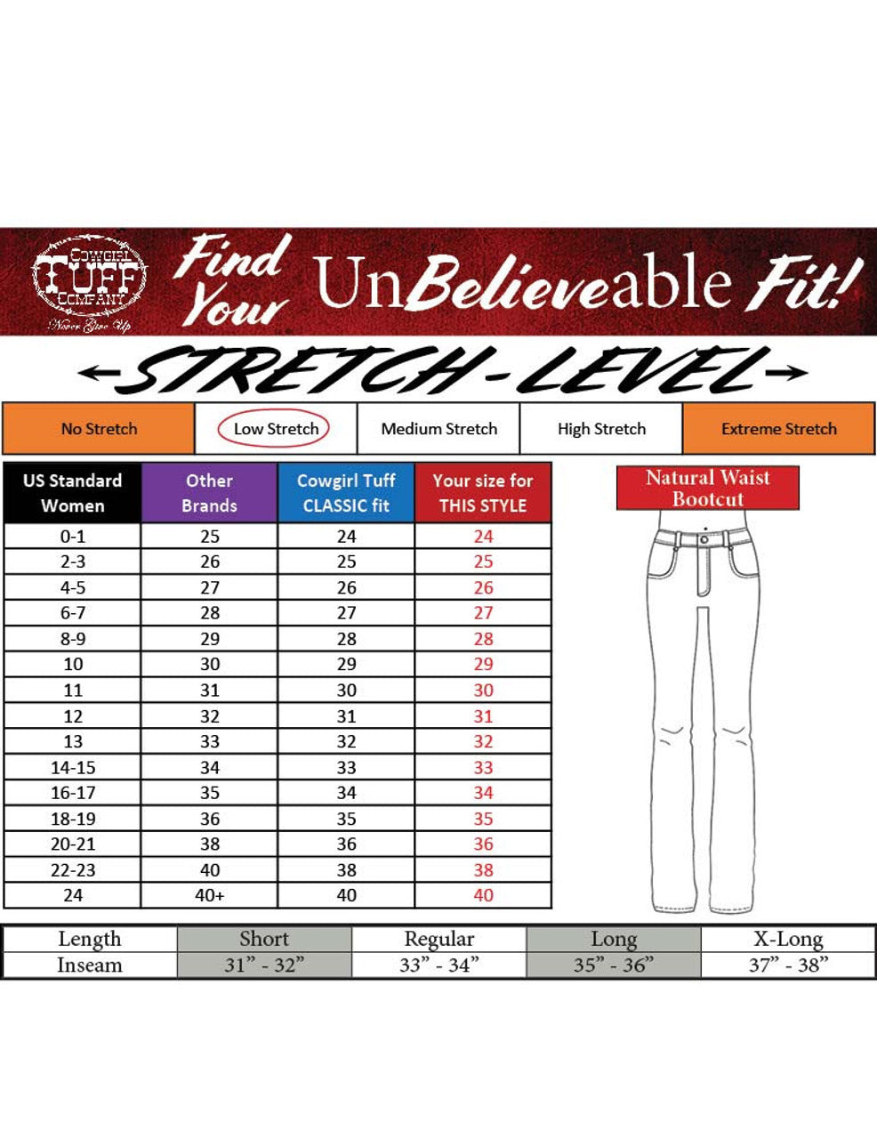 Cowgirl Tuff Edgy Natural Waist