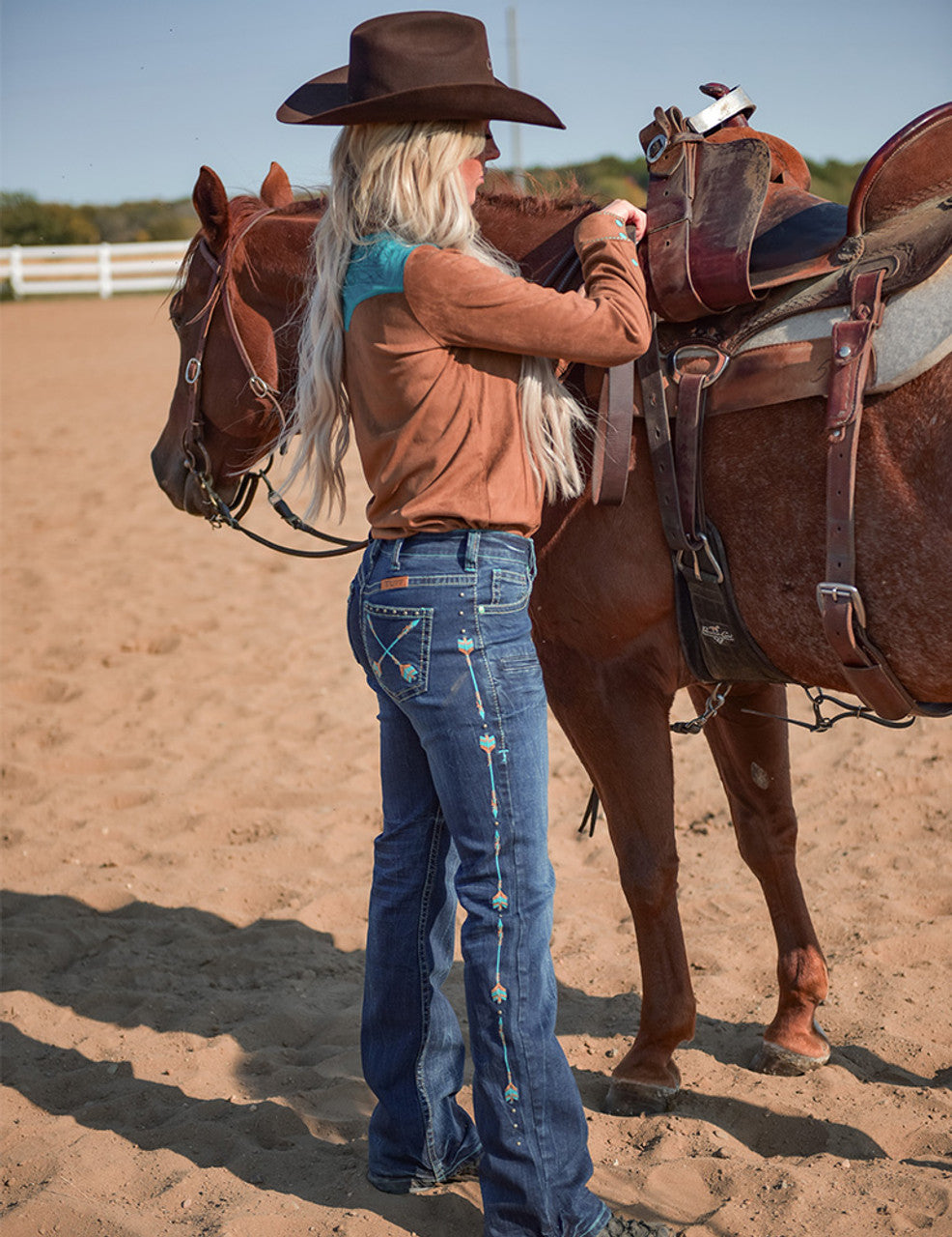 Cowgirl Tuff Turquoise Arrows Jeans