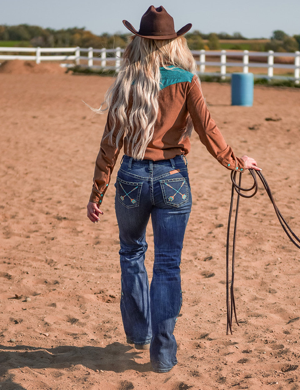 Cowgirl Tuff Turquoise Arrows Jeans