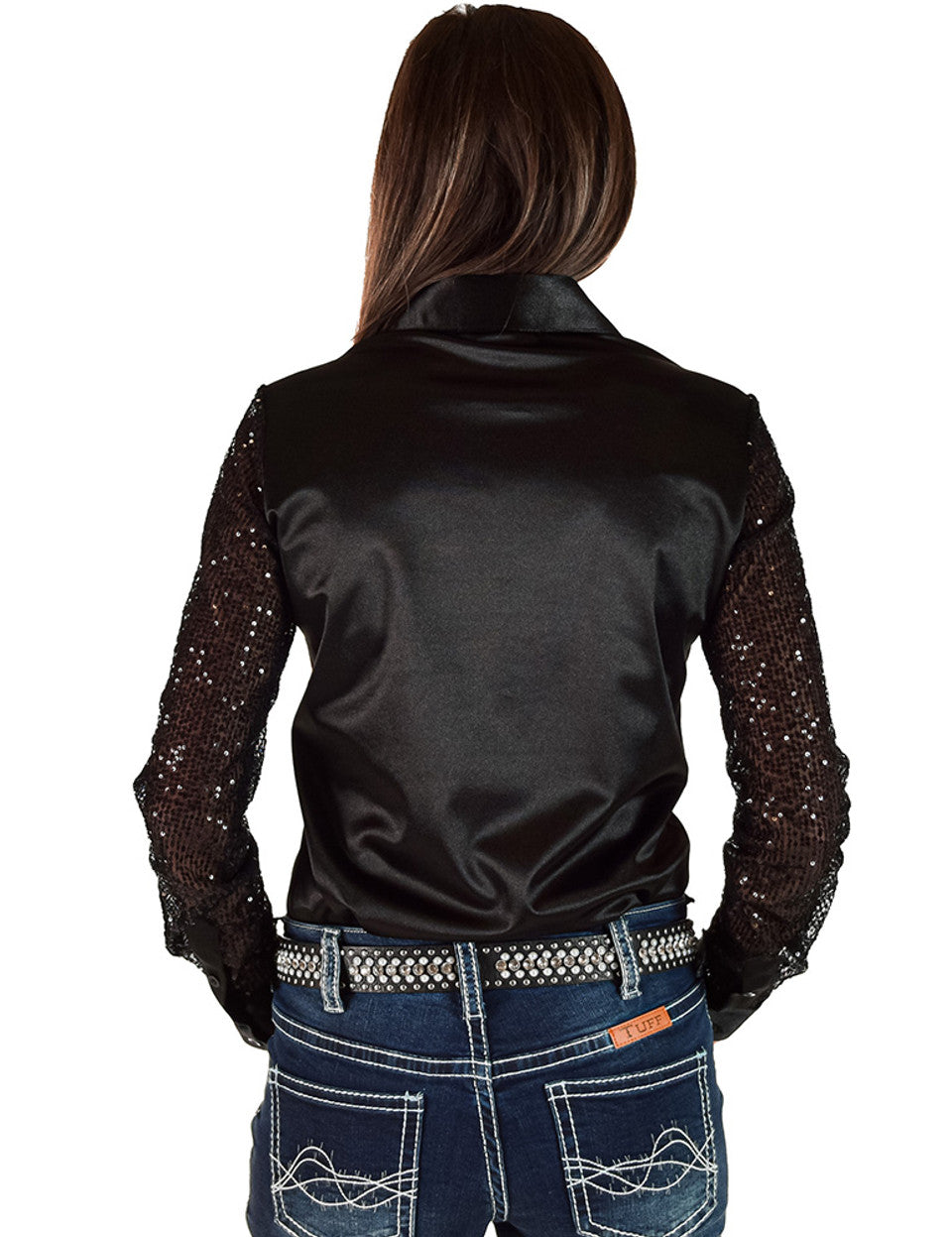 Cowgirl Tuff Black Sequin Sleeves Pullover Shirt