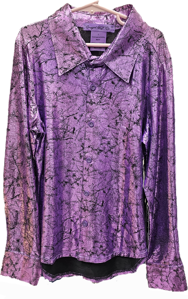Cowgirl Tuff Girls Shiny Purple Pullover Shirt