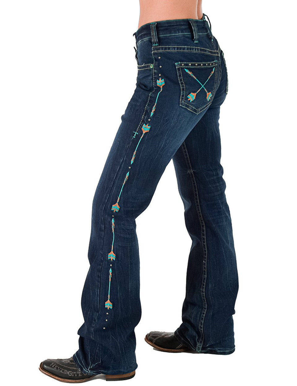 Cowgirl Tuff Turquoise Arrows Jeans
