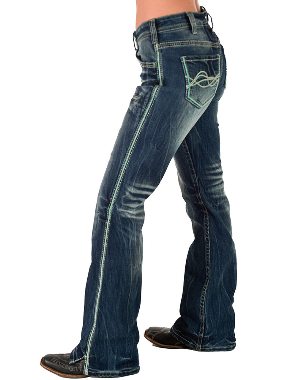 Cowgirl Tuff Twisted Turquoise Jeans