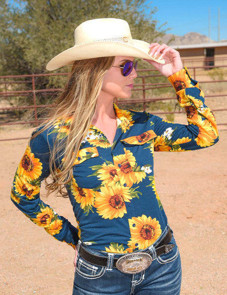 Cowgirl Tuff Pullover Sunflower Shirt