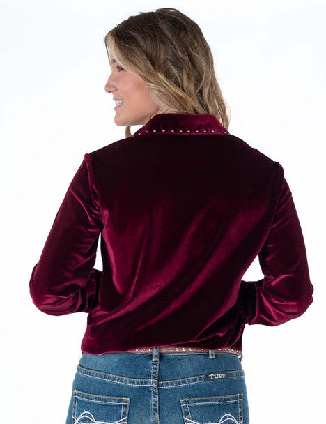 Cowgirl Tuff Burgundy Velvet Shirt