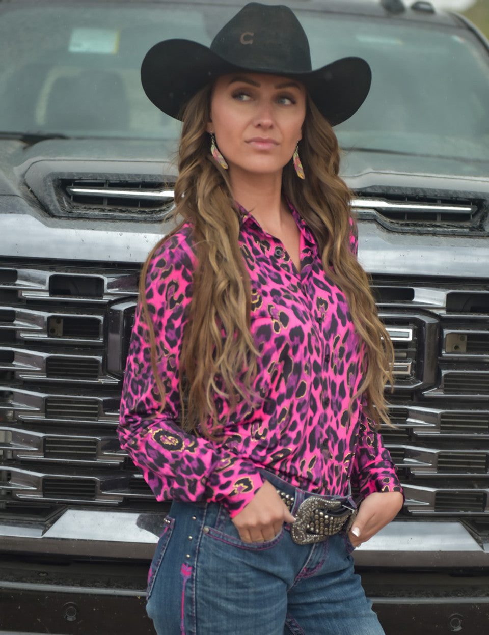 Cowgirl Tuff Pink & Gold Leopard Shirt