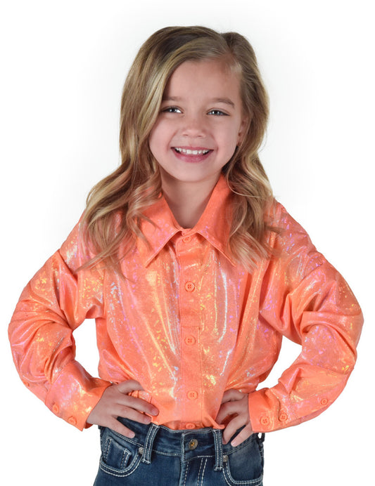 Cowgirl Tuff Girls Tangerine Foil Pullover Shirt