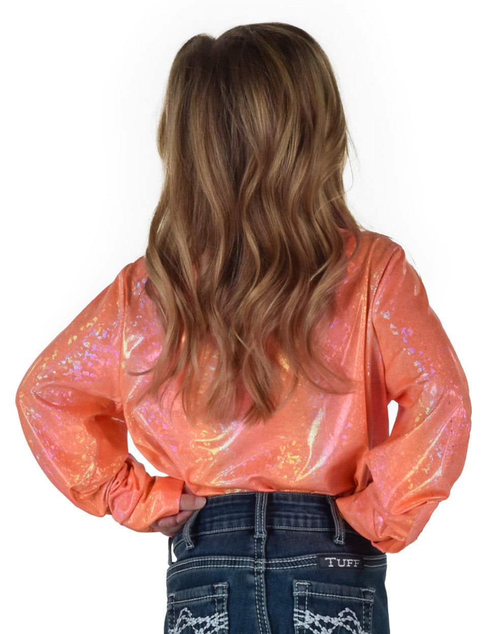 Cowgirl Tuff Girls Tangerine Foil Pullover Shirt