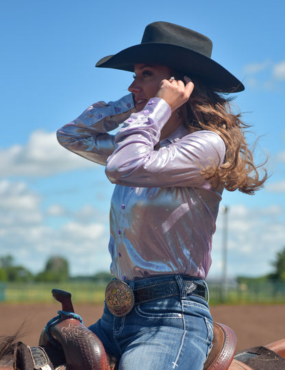 Cowgirl Tuff Lilac with Silver Foil Pullover Shirt