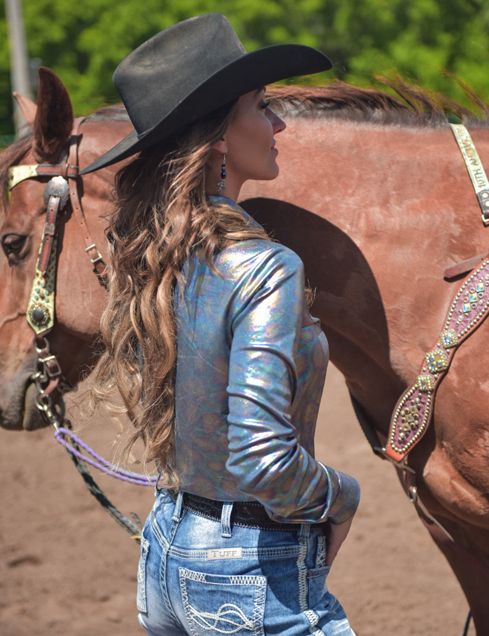 Cowgirl Tuff Oil Print Pullover Shirt