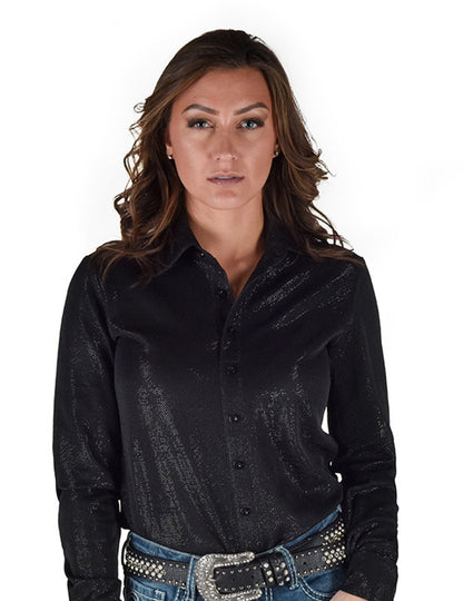 Cowgirl Tuff Black Shimmer Pullover Shirt