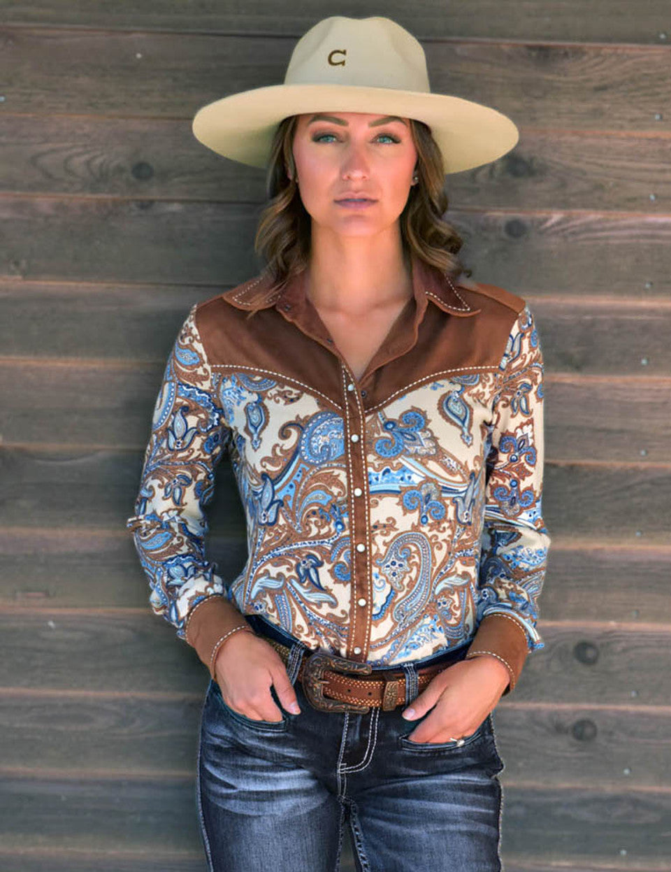 Cowgirl Tuff Brown Paisley Pullover Shirt