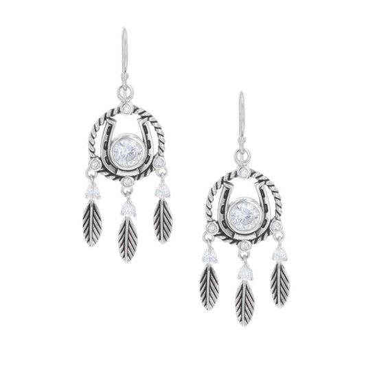 Montana Silversmiths Horseshoe Feather Dreamcatcher Earrings