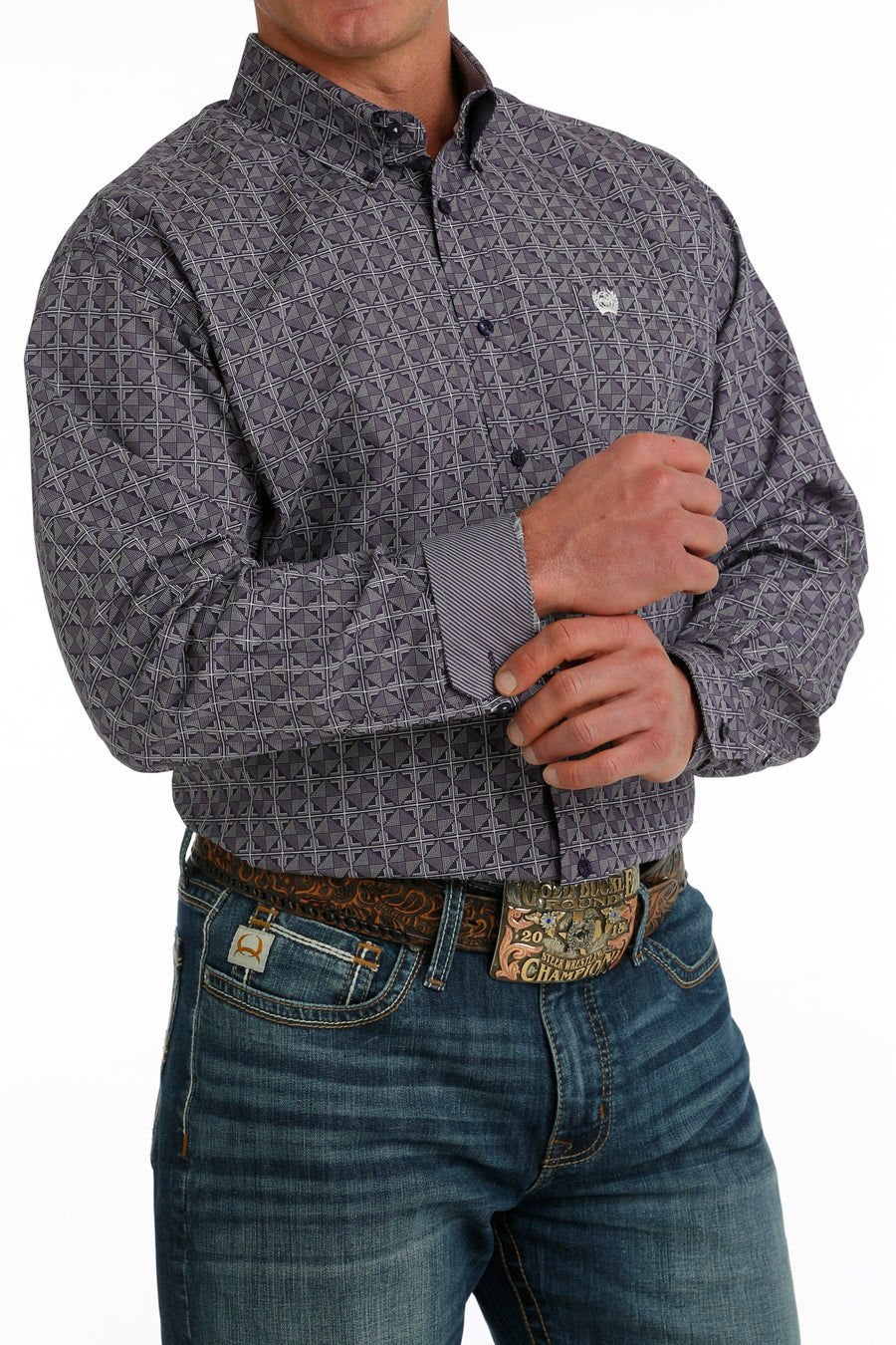 Cinch Men's Purple Print Shirt