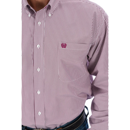 Men's Cinch Shirt - Burgundy Stripe