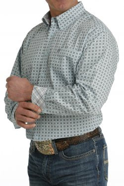 Cinch Men's Light Blue Print Shirt