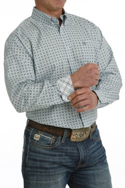 Cinch Men's Light Blue Print Shirt