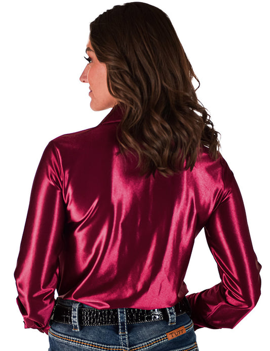 Cowgirl Tuff Sangria Red Stretch Pullover Shirt