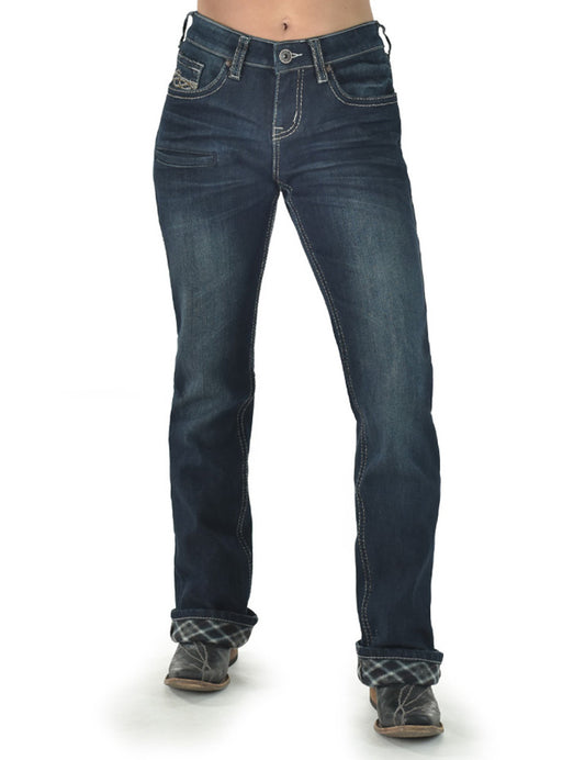 Cowgirl Tuff Dark Don't Fence Me In Flannel Jeans