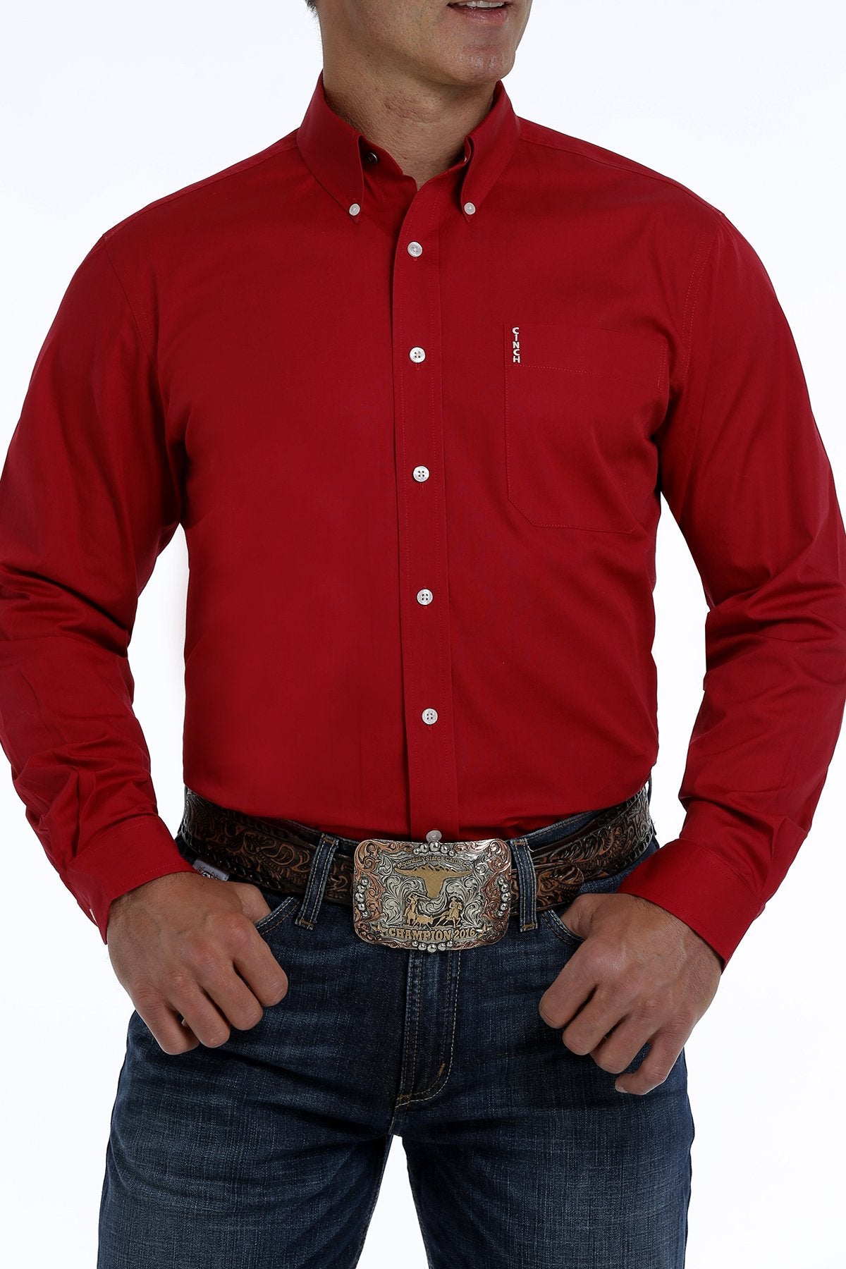 Cinch Mens Modern Fit Shirt Red