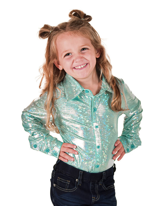 Cowgirl Tuff Girls Mint Sparkle Pullover Shirt
