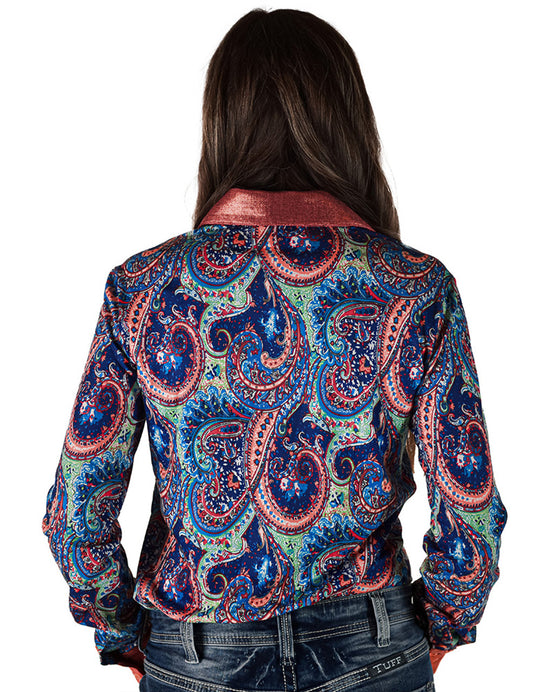 Cowgirl Tuff Orange Shimmer & Paisley Pullover Shirt