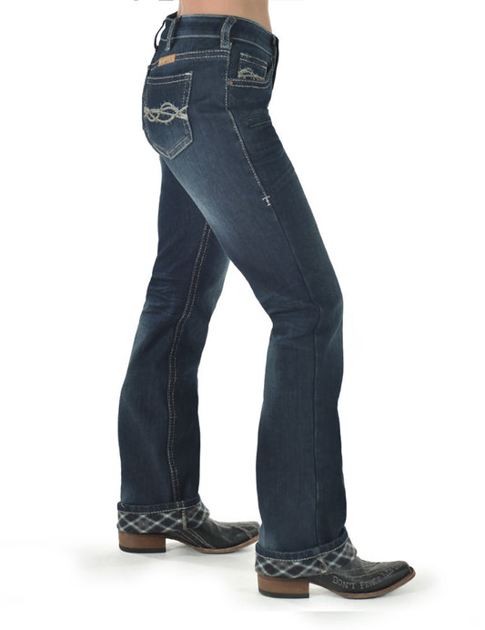 Cowgirl Tuff Dark Don't Fence Me In Flannel Jeans