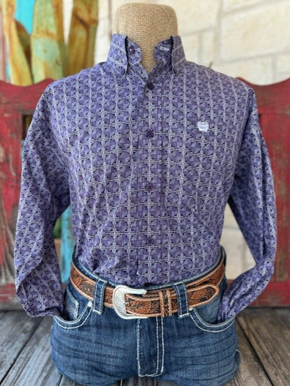 Cinch Men's Purple Print Shirt