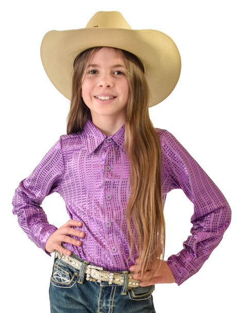 Cowgirl Tuff Girls Lilac Metallic Rodeo Shirt