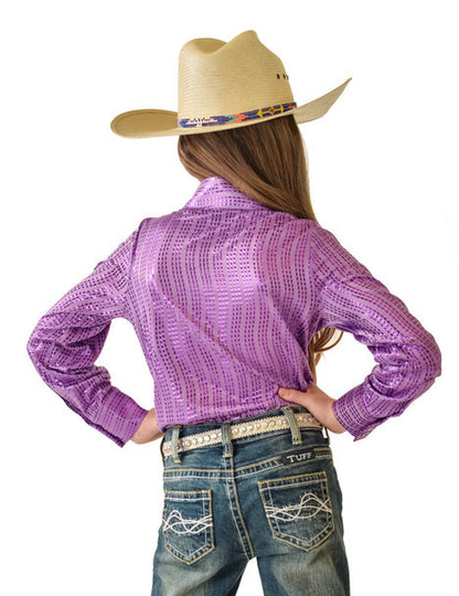 Cowgirl Tuff Girls Lilac Metallic Rodeo Shirt